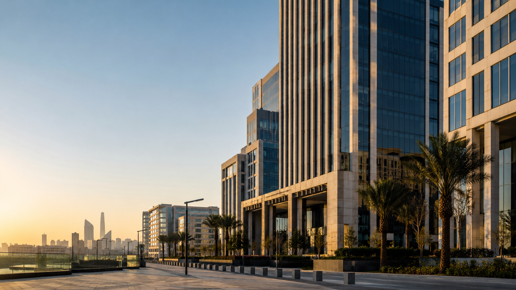 Contemporary Riyadh business architecture in early morning light